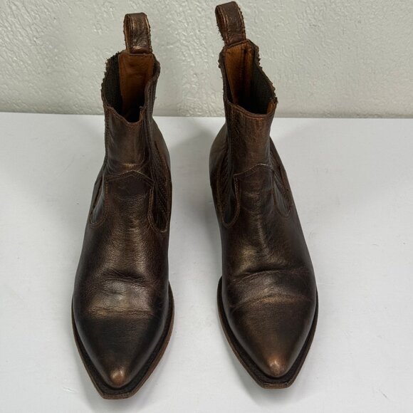 Frye Sacha Western Chelsea Boots Brown Leather Pointed Toe Size 7.5B - Picture 2 of 8